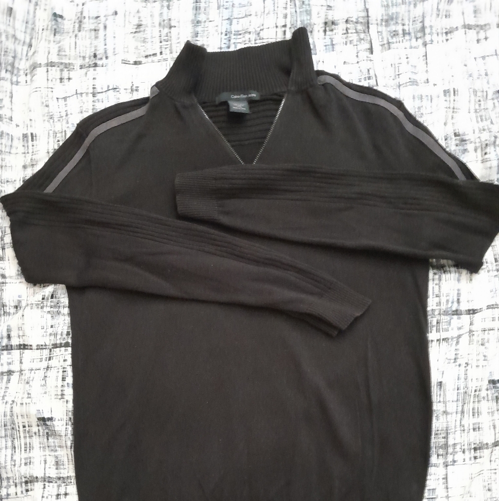 A Calvin Klein sweater jacket